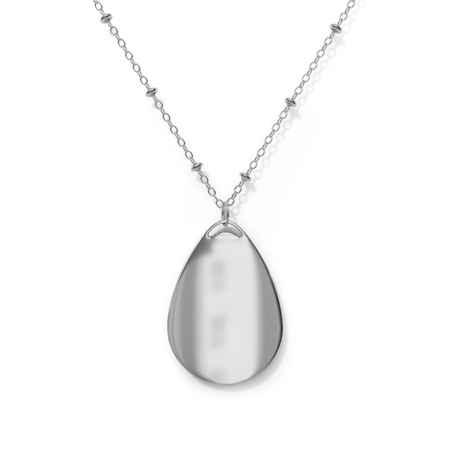 LPP brand Oval Necklace with Unique Ellipse-Shaped Pendant, Zinc Alloy Chain, 1.50 Pendant Width, 1.00 Chain Length, White Print Surface